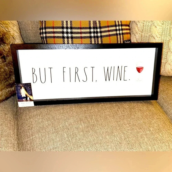 Rae Dunn Home Decor Accessories Wall Art Plaque Picture But First, Wine.🍷 Sign - Picture 1 of 7